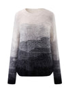 COMOBOCA Women's Mohair Crew Neck Gradient Knit Sweater