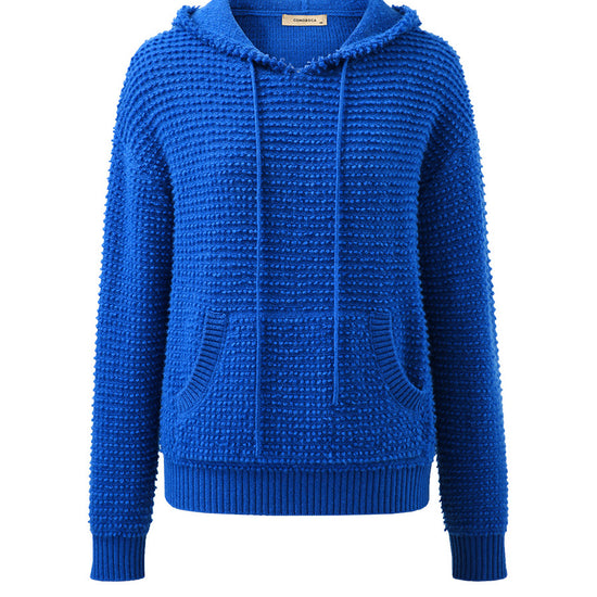 COMOBOCA 100% Cashmere Women's Textured Knit Pocket Hoodie