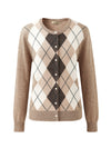 COMOBOCA 100% Cashmere Women's Argyle Pattern Cardigan