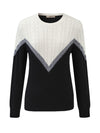 COMOBOCA 100% Cashmere Women's Color Block Cable Knit Sweater