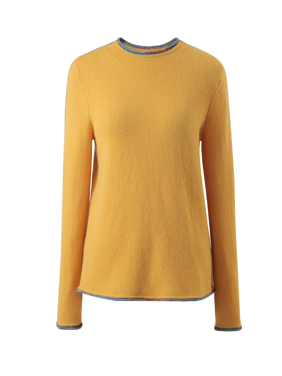 COMOBOCA 100% Cashmere Women's Sweater with Built-in Collar