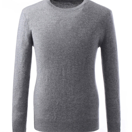 COMOBOCA 100% Cashmere Men's Ribbed Round Neck Knit Sweater