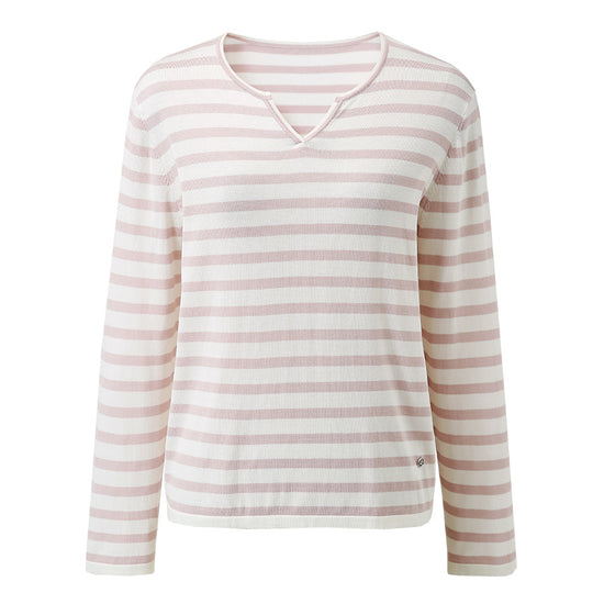 COMOBOCA Women's Striped Long Sleeve V-Neck T-Shirt