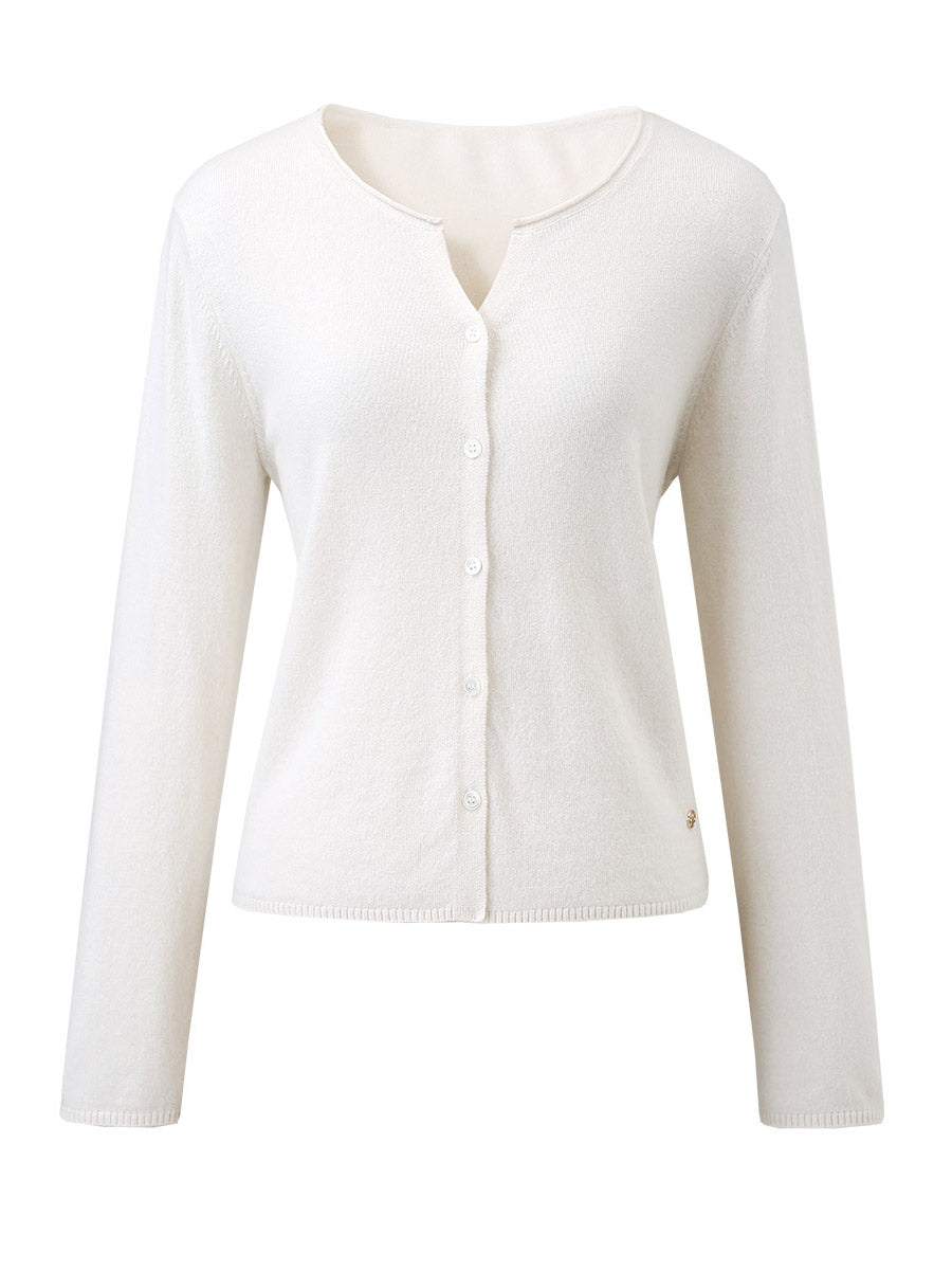 COMOBOCA 100% Wool Women's V-Neck Button Up Cardigan