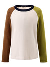 COMOBOCA Olive Green 100% Wool Kid's Casual Colorblock Knit Sweater