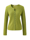 COMOBOCA 100% Cashmere Women's Ribbed Faux Knit Cardigan Sweater
