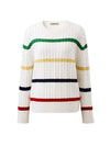 COMOBOCA 100% Wool Women's Colorful Striped Cable Knit Sweater