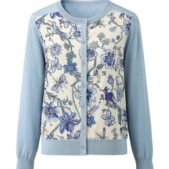 COMOBOCA Women's Floral Ribbed Button-Up Cardigan