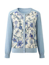 COMOBOCA Women's Floral Ribbed Button-Up Cardigan