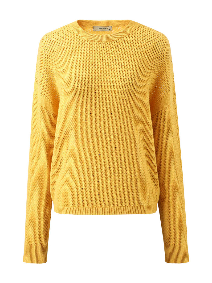 COMOBOCA 100% Cashmere Women's Breathable Mesh Sweater