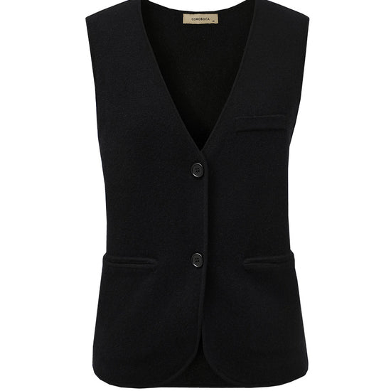 COMOBOCA 100% Wool Elegant Sleeveless Button-Up Vest