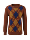 COMOBOCA 100% Wool Kids' Argyle Pattern Round Neck Sweater
