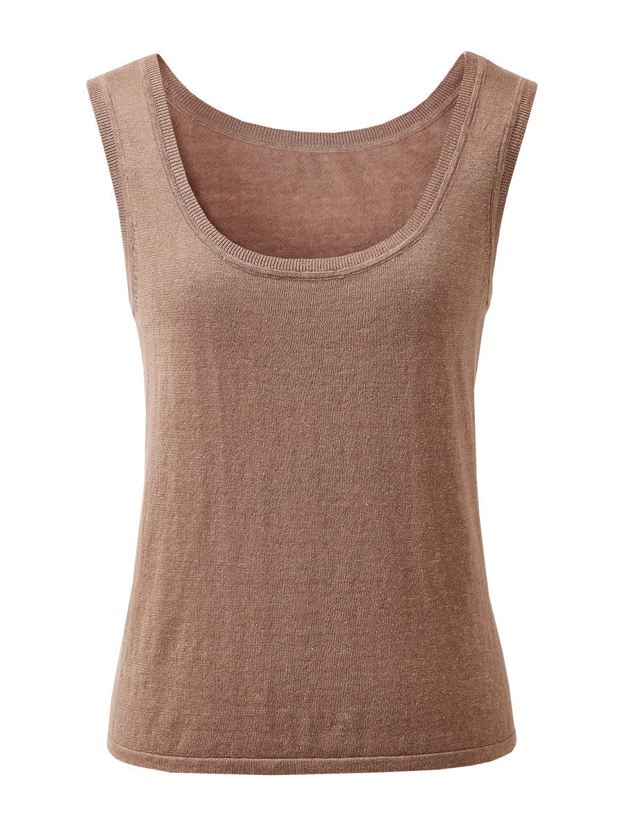 COMOBOCA Women's Linen Versatile Basic Tank Top