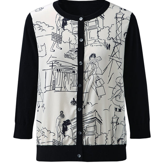 COMOBOCA Women's Floral Patterned Button-Down Cardigan