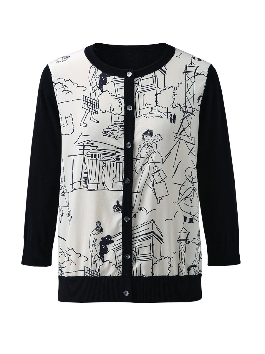 COMOBOCA Women's Floral Patterned Button-Down Cardigan