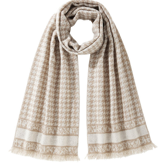 COMOBOCA 100% Cashmere Houndstooth Patterned Scarf