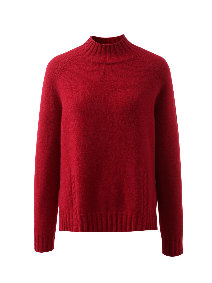 COMOBOCA 100% Cashmere Women's Mock Neck Knit Sweater