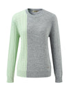 COMOBOCA 100% Cashmere Women's Color Block Cable Knit Sweater
