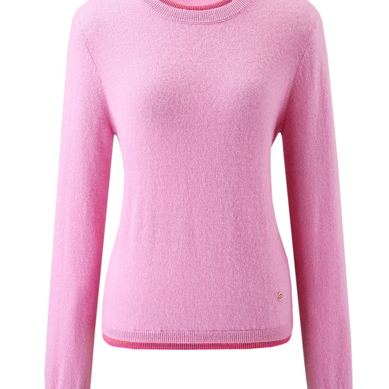 COMOBOCA 100% Cashmere Women's Color Accented Knit Pullover Sweater