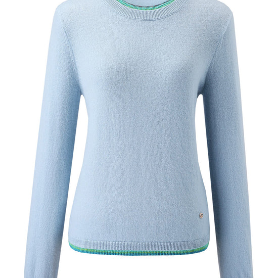 COMOBOCA 100% Cashmere Women's Color Accented Knit Pullover Sweater