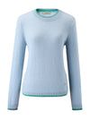 COMOBOCA 100% Cashmere Women's Color Accented Knit Pullover Sweater