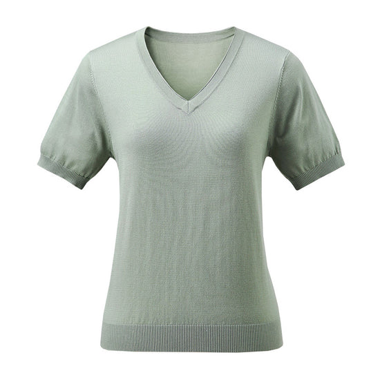 COMOBOCA Women's V-Neck Knit T-Shirt