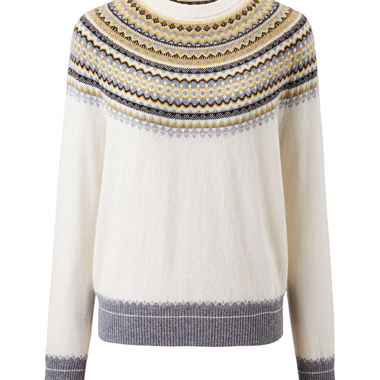 COMOBOCA 100% Cashmere Women's Fair Isle Knit Sweater