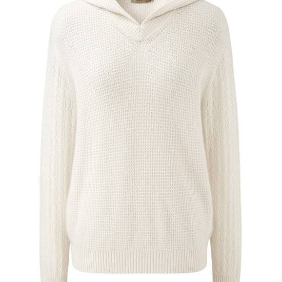 COMOBOCA 100% Cashmere Women's Ribbed Knit Hoodie
