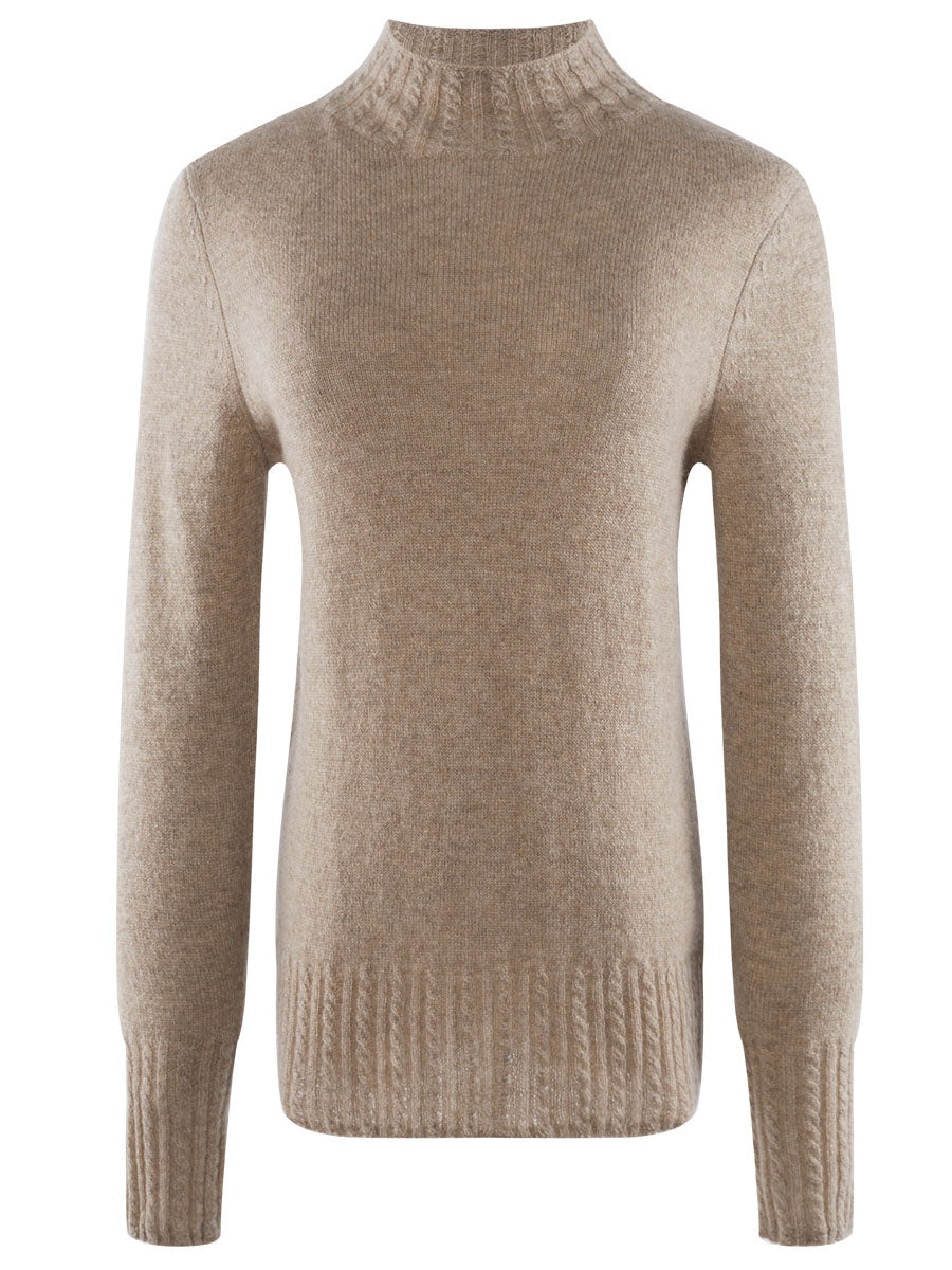 COMOBOCA 100% Cashmere Women's Mock Neck Knit Sweater