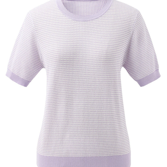 COMOBOCA Women's Houndstooth Pattern Knit T-Shirt
