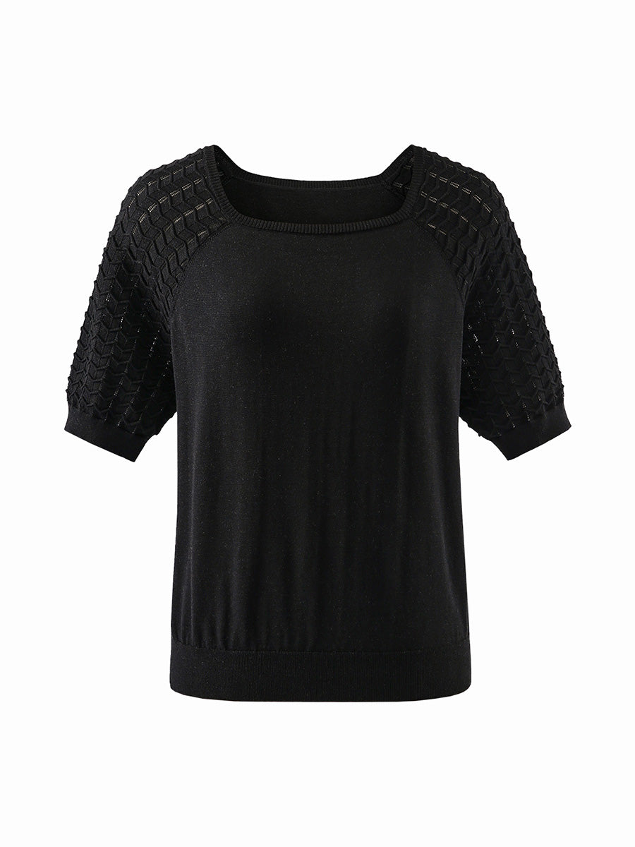 COMOBOCA 100% Mulberry Silk Women's Textured T-Shirt