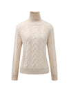 COMOBOCA 100% Cashmere Women's Turtleneck Cable Knit Sweater