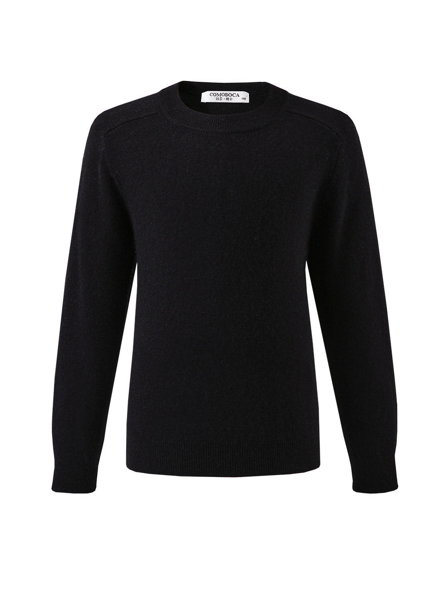 COMOBOCA 100% Wool Kids' Round Neck Plain 100% Sweater