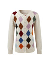 COMOBOCA 100% Wool Kids' Colorful Buttons Argyle Cardigan