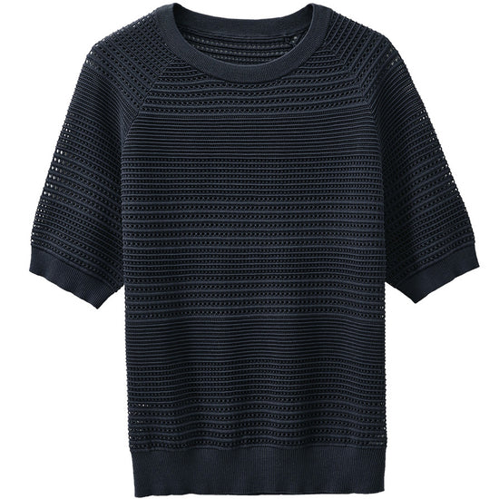 COMOBOCA Women's Ribbed Perforated T-Shirt