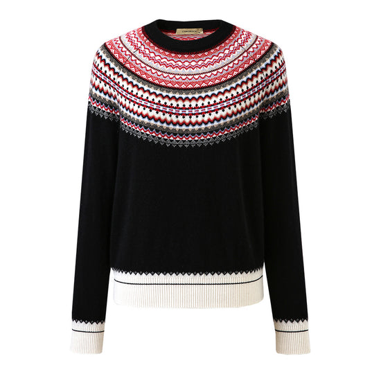 COMOBOCA 100% Cashmere Women's Fair Isle Knit Sweater