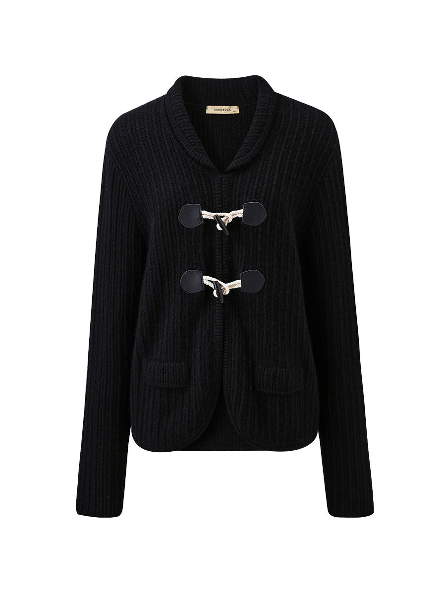 COMOBOCA 100% Cashmere Women's Toggle Closure Knit Cardigan