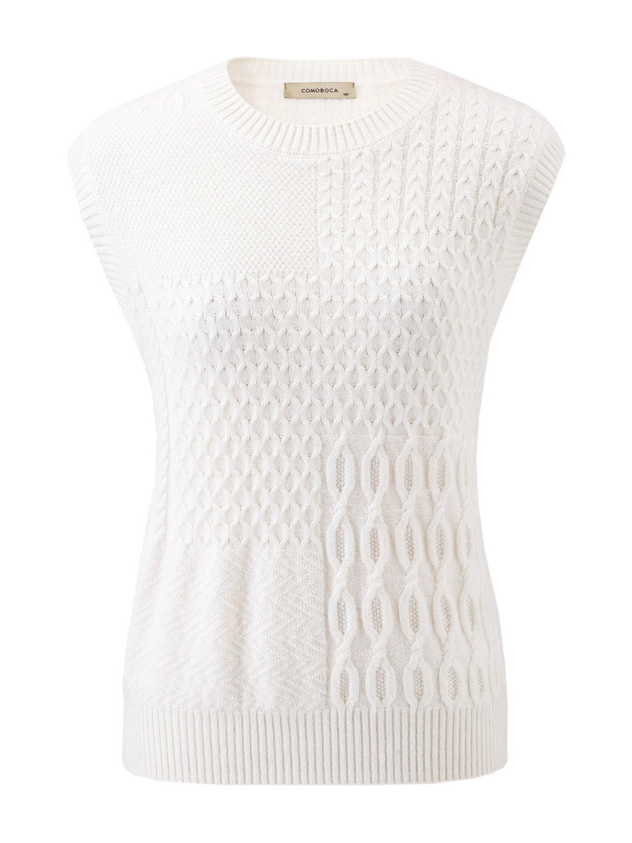 COMOBOCA 100% Cashmere Women's Knitted Sleeveless Sweater Vest