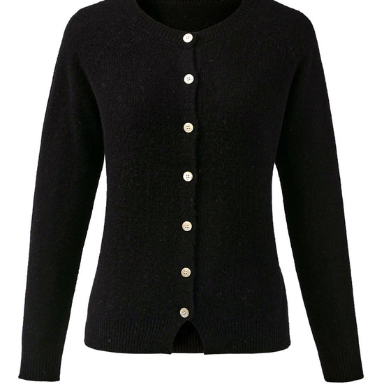 COMOBOCA 100% Wool Women's Round Neck Cardigan Sweater