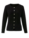 COMOBOCA 100% Wool Women's Round Neck Cardigan Sweater