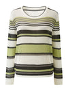 COMOBOCA Women's Striped Ribbed Round Neck Sweater