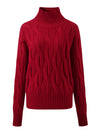 COMOBOCA 100% Cashmere Women's Turtleneck Cable Knit Sweater