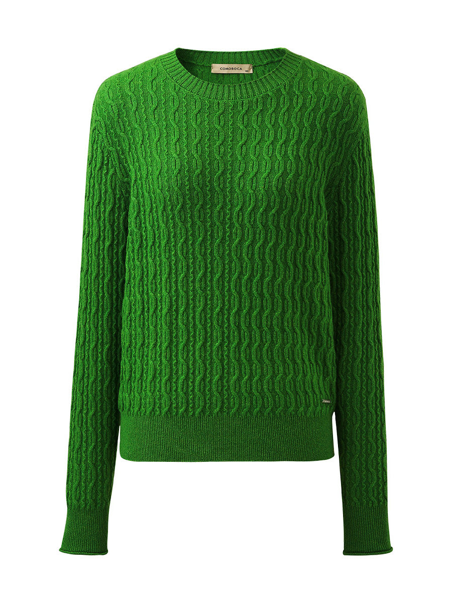 COMOBOCA 100% Cashmere Women's Classic Cable Knit Sweater