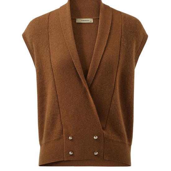COMOBOCA 100% Cashmere Women's Knit Sleeveless Wrap Vest