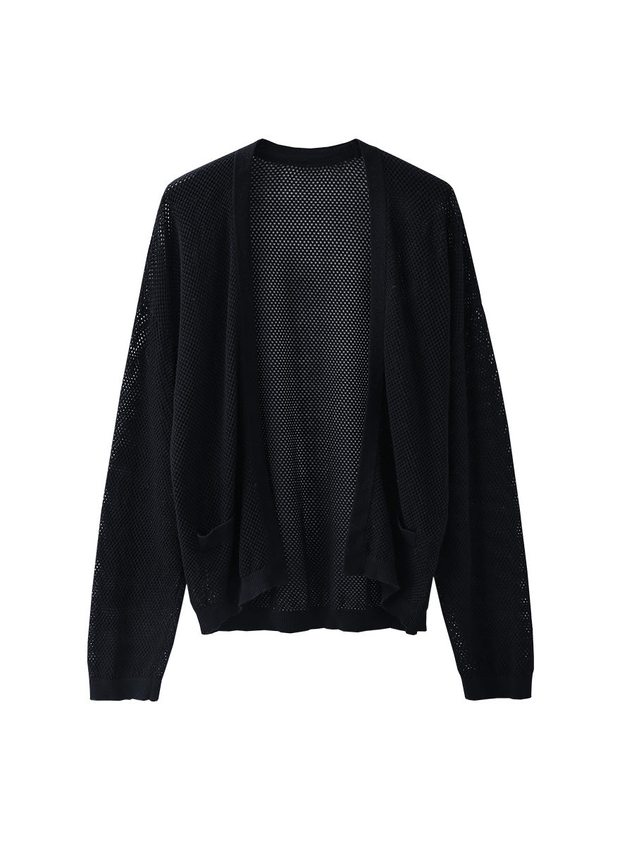 COMOBOCA Women's Open Front Mesh Knit Cardigan