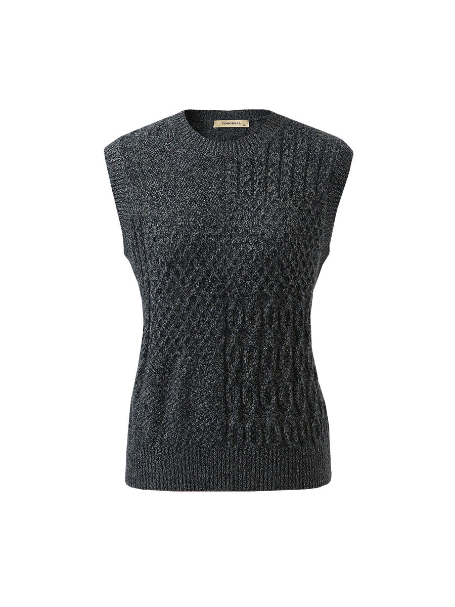 COMOBOCA 100% Cashmere Women's Knitted Sleeveless Sweater Vest