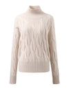 COMOBOCA 100% Cashmere Women's Turtleneck Cable Knit Sweater