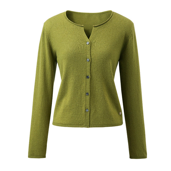 COMOBOCA 100% Wool Women's V-Neck Button Up Cardigan