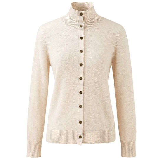 COMOBOCA 100% Cashmere Women's Turtleneck Button Front Knit Cardigan
