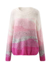 COMOBOCA Women's Mohair Crew Neck Gradient Knit Sweater